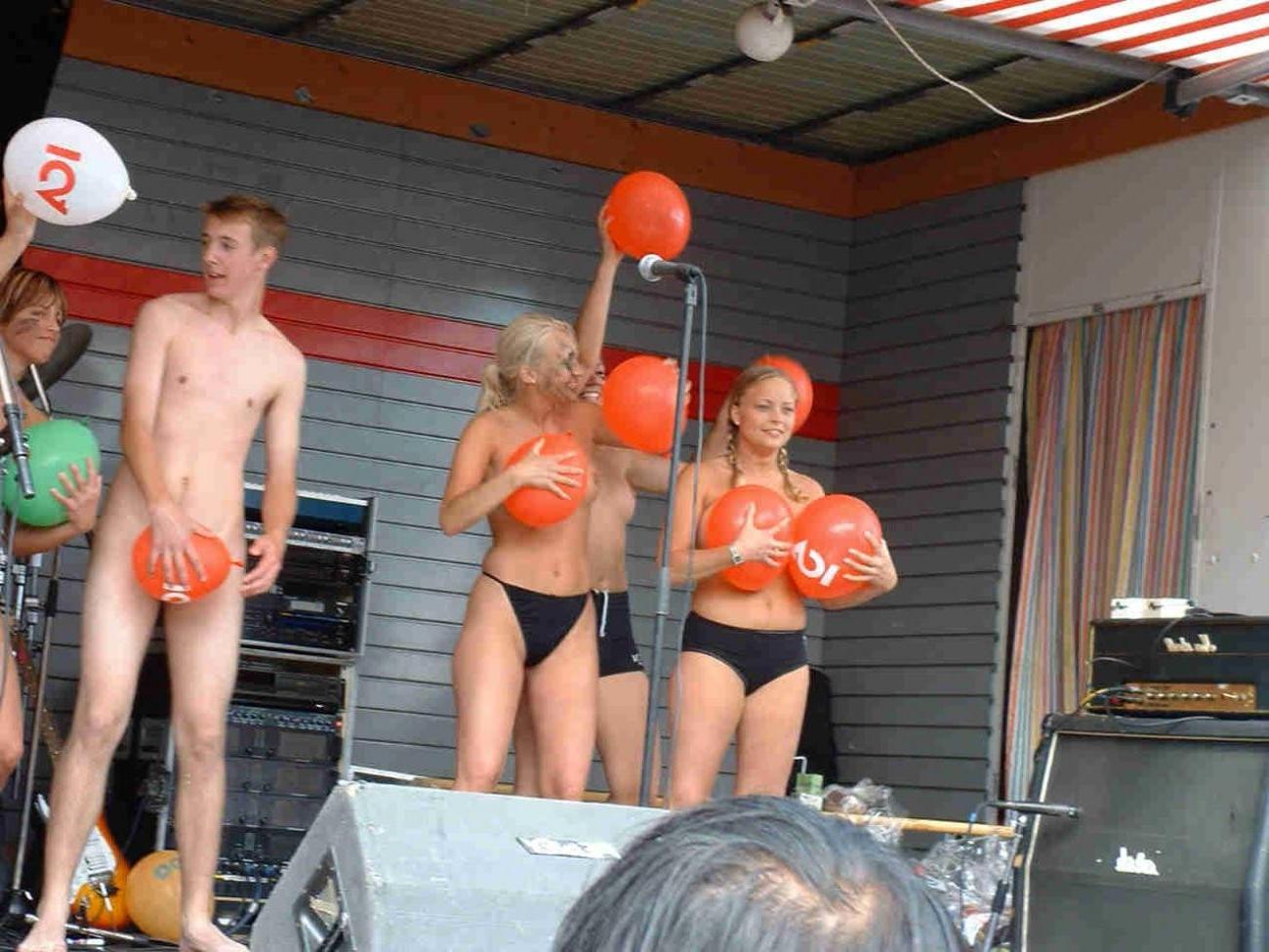 15P Outdoor event featuring trashy, naked girls on stage