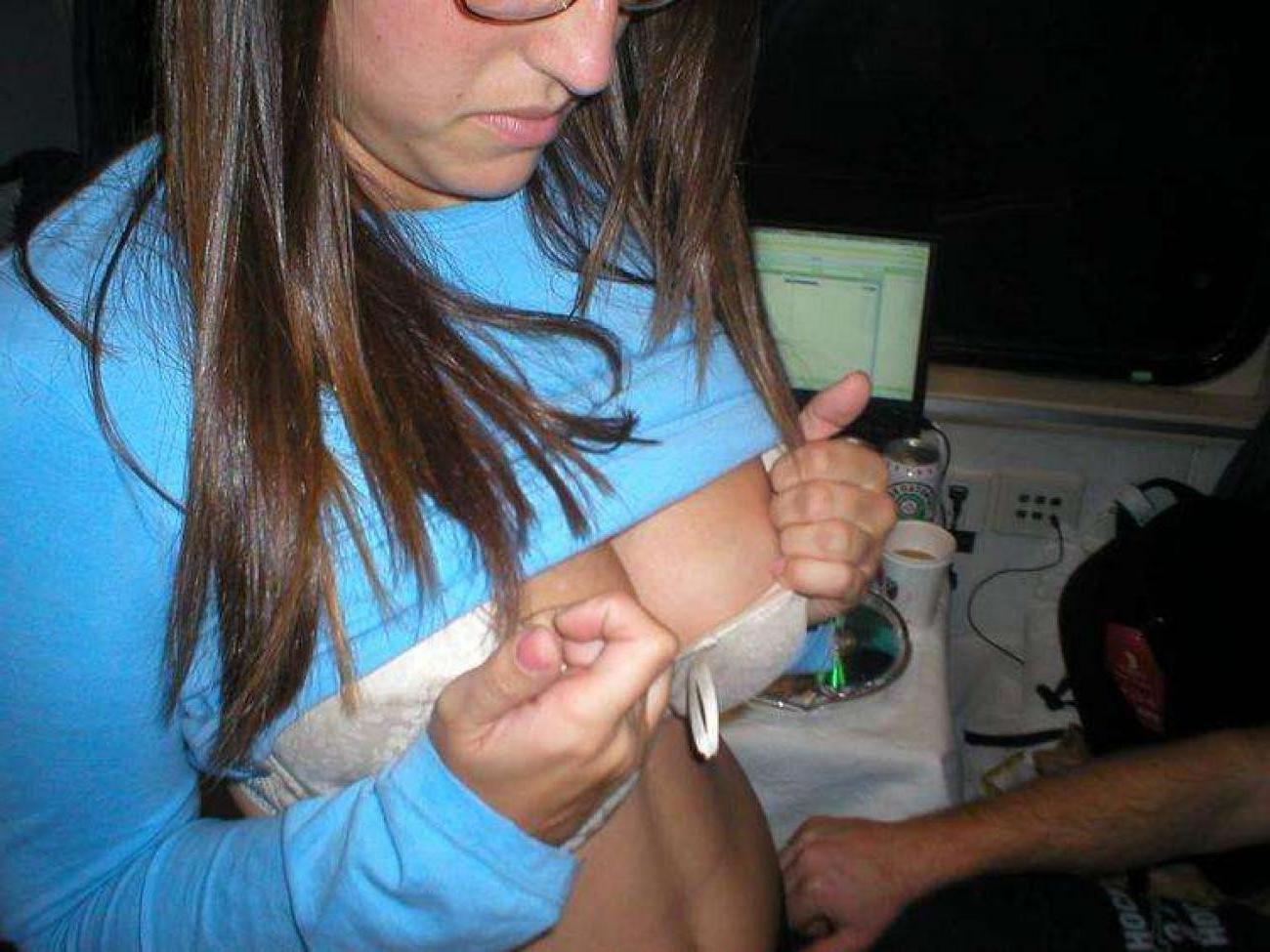 15P Pictures of a drunk slut showing her huge breasts