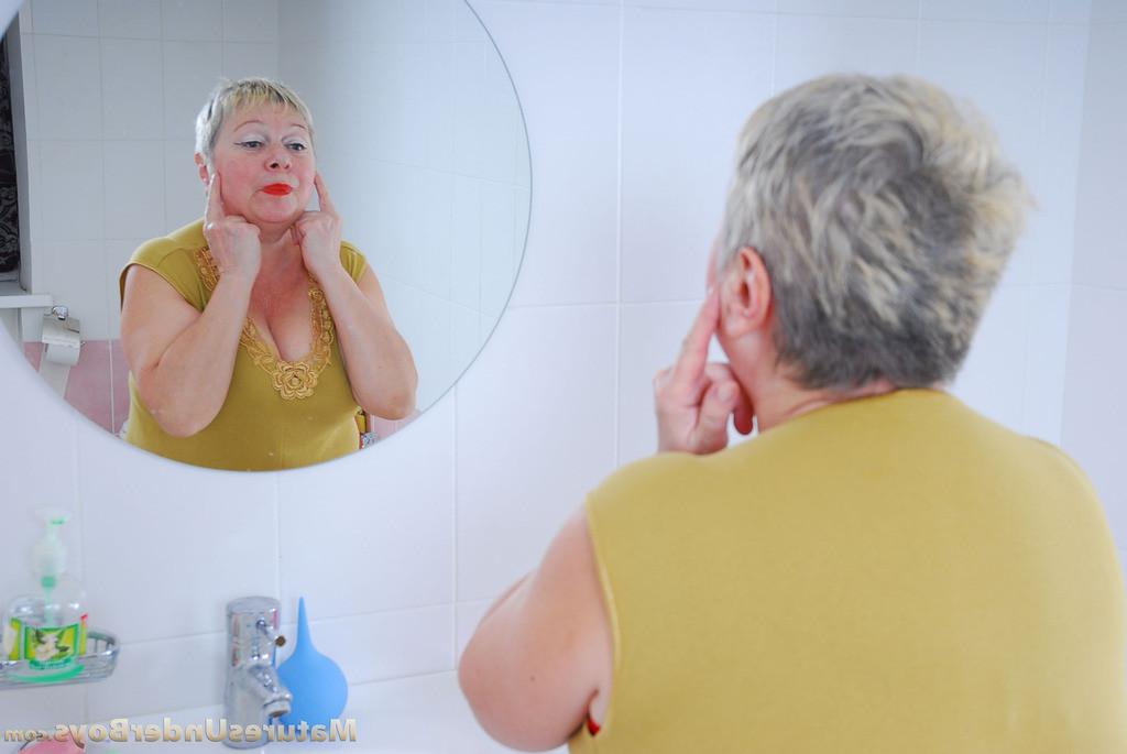 20P Fat mature gets her jugs and bottom groped and her muff drilled by a boy