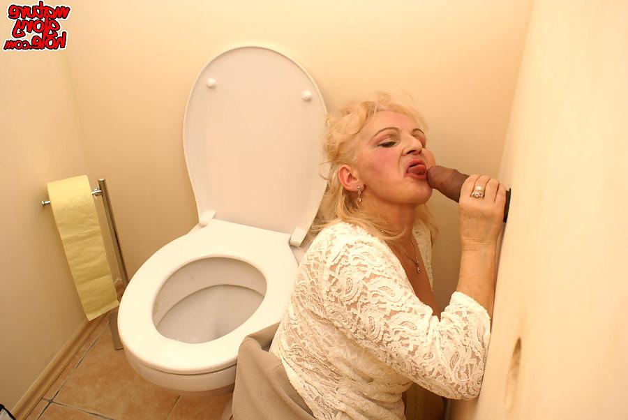 17P mature does blowjob and gets pounded and faciled at a glory hole