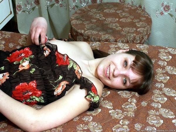 15P Sonja pulls her cotton panties aside and reveals a hairy one