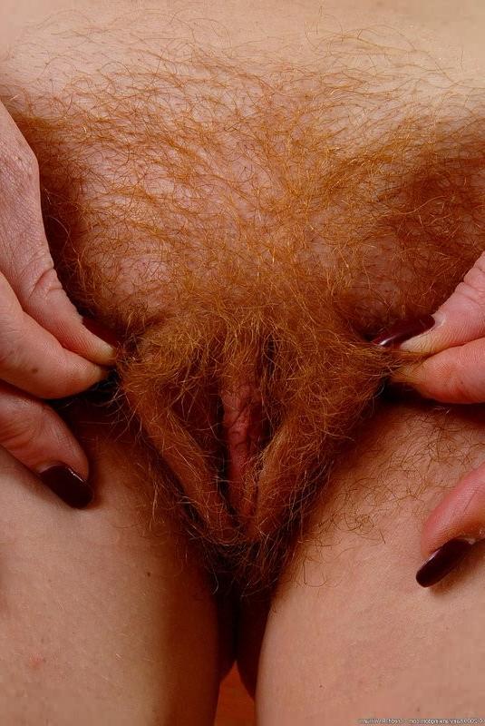 16P Forty plus freckled redhead milf bares furry pussy