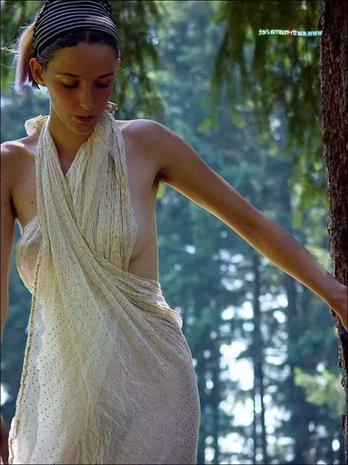 15P Tall Thin Hairy Nude Comes Unwrapped Under Forest Trees