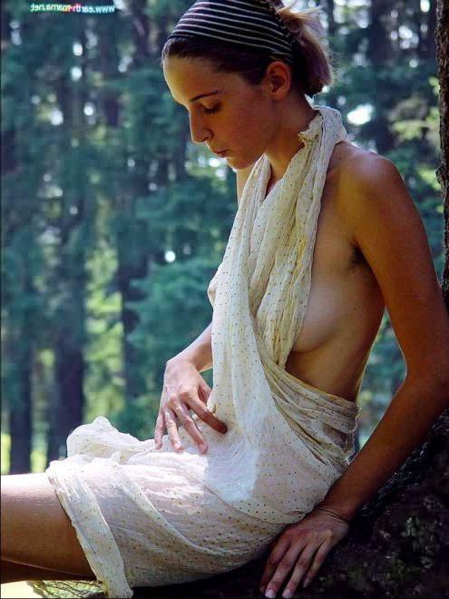 15P Tall Thin Hairy Nude Comes Unwrapped Under Forest Trees