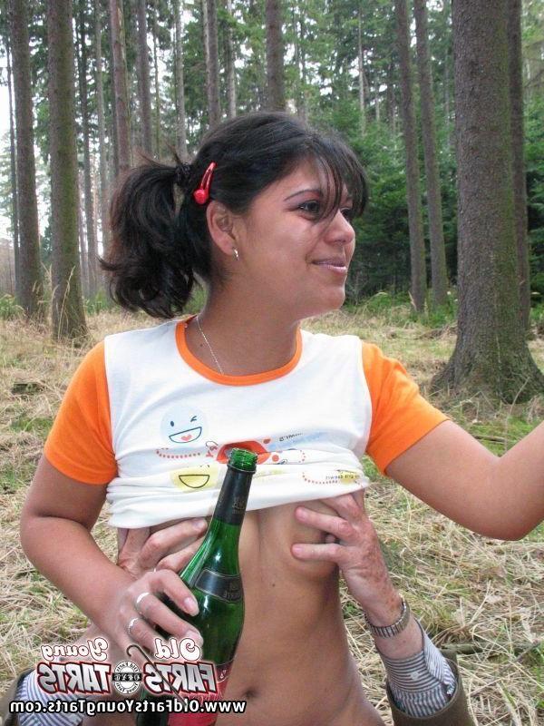 15P Teenage girlie reanimates a horny grandfather in a forest