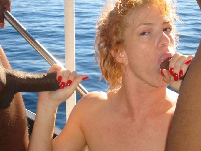 16P Interracial threesome sex on a boat