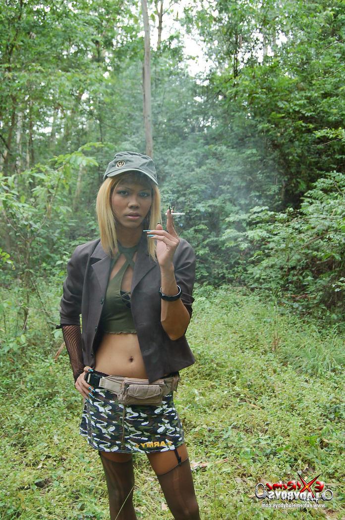 15P Ladyboy warrior in the forest