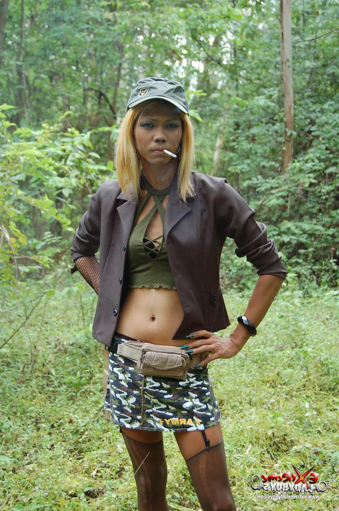 15P Ladyboy warrior in the forest
