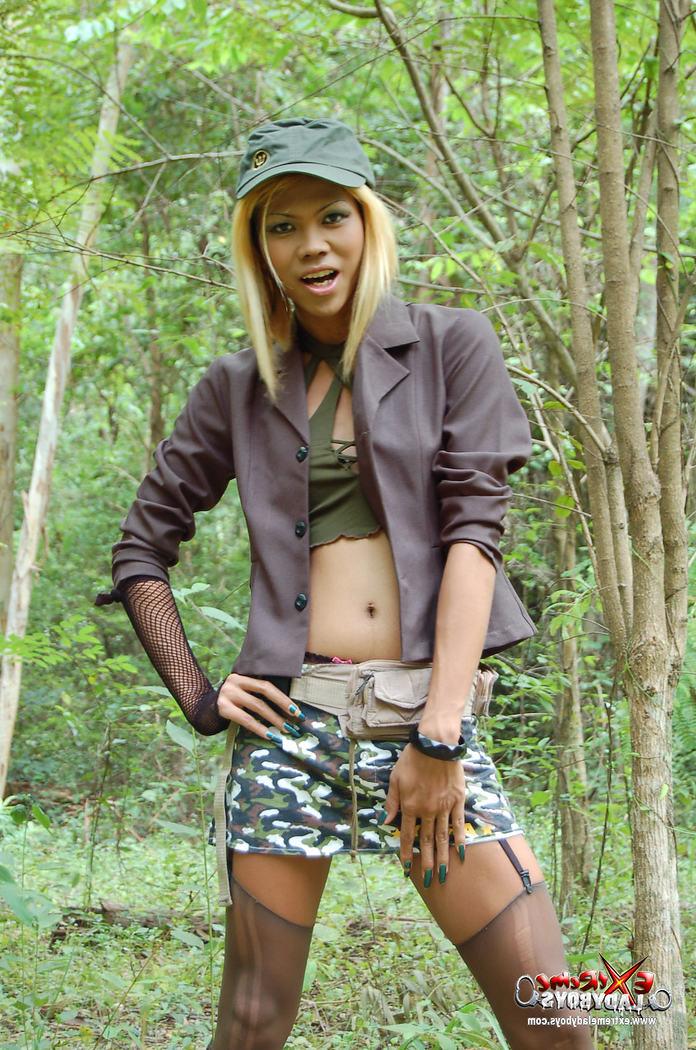 15P Ladyboy warrior in the forest
