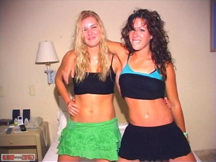 10P Drunk babes strip each others shirts off