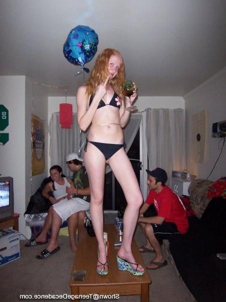 16P Redhead party teen