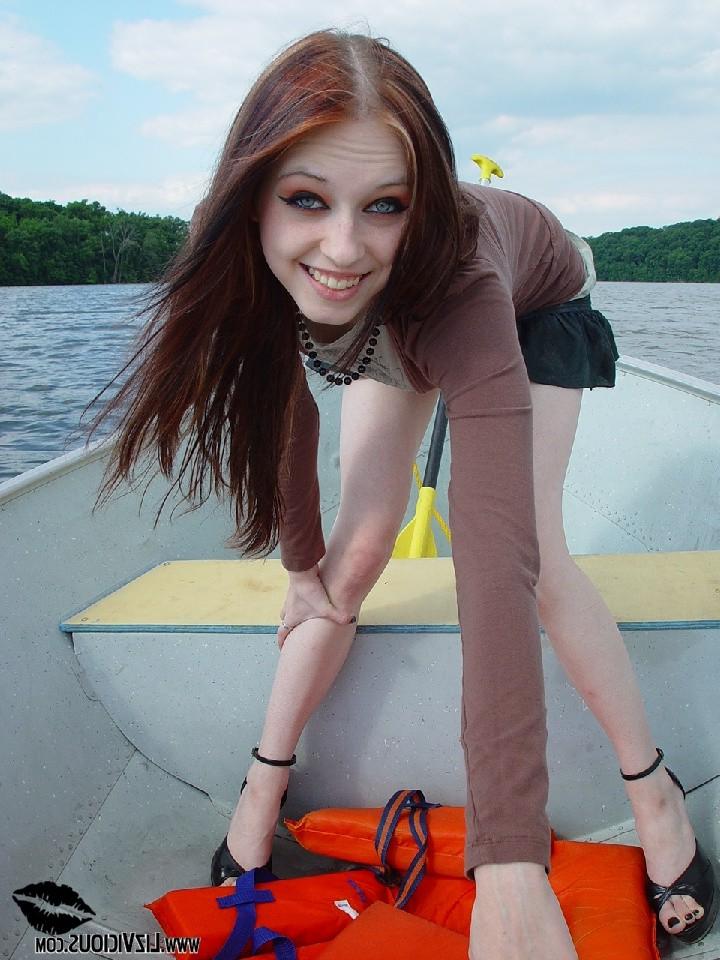 15P Liz touches herself on a boat