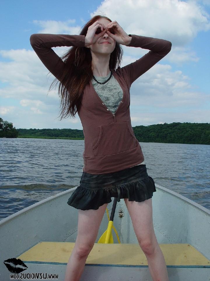 15P Liz touches herself on a boat