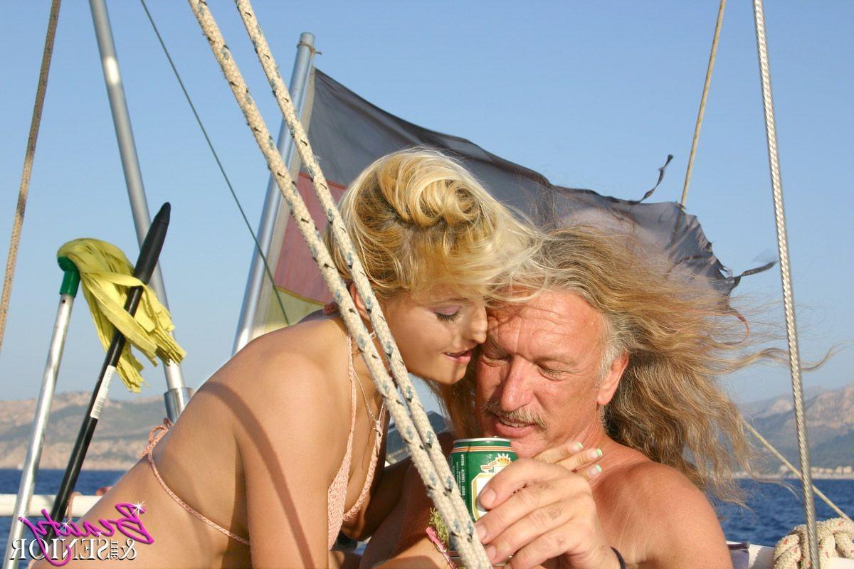14P Two seniors fucking a blonde babe on their boat