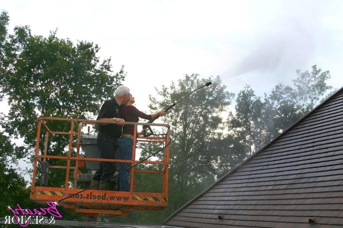 14P Dirty old senior bangs a teen girl in a boom lift
