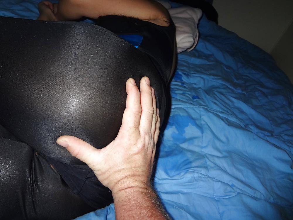 18P Wife in Seimsuit with leggings underneth..cum on swimsuit