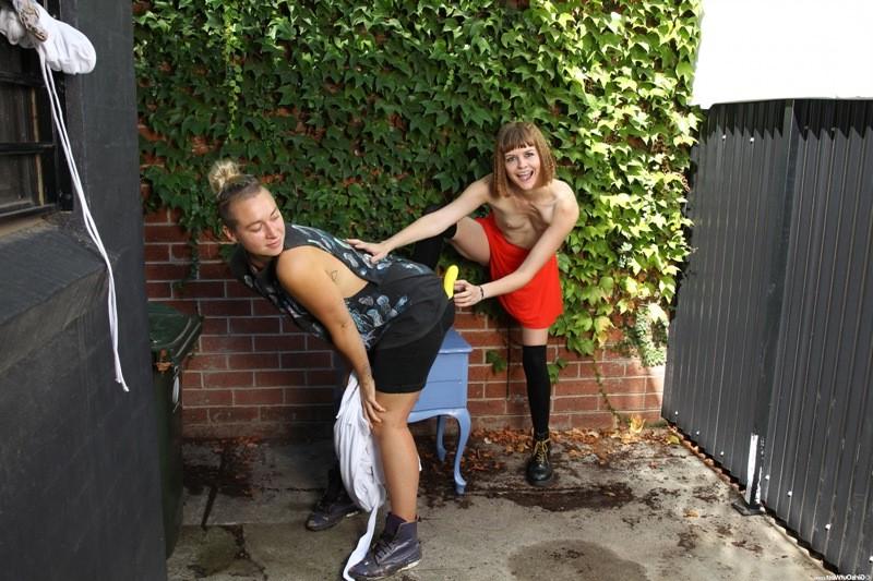 16P Girl toying her pussy outdoor