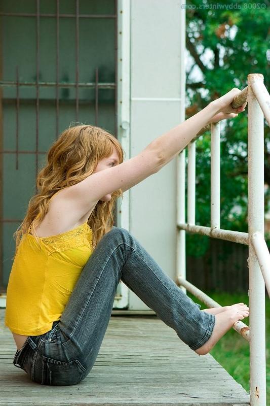 16P Blonde Noelle undressing outdoor
