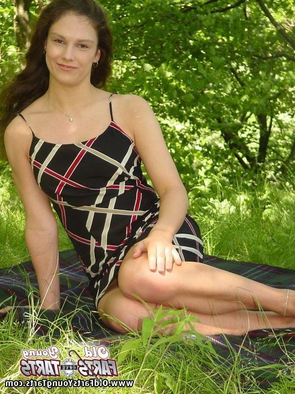 16P Young cutie enjoys a stiffy senior cock outdoor