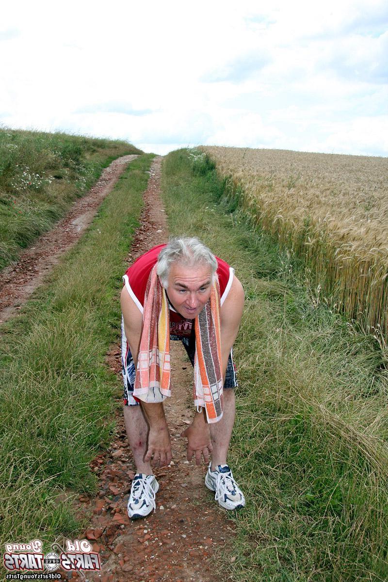 12P Horny old forest runner fucks a young sexy chick