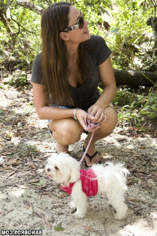 15P Sky Taylor walks her furry pet and gets fucked in the forest