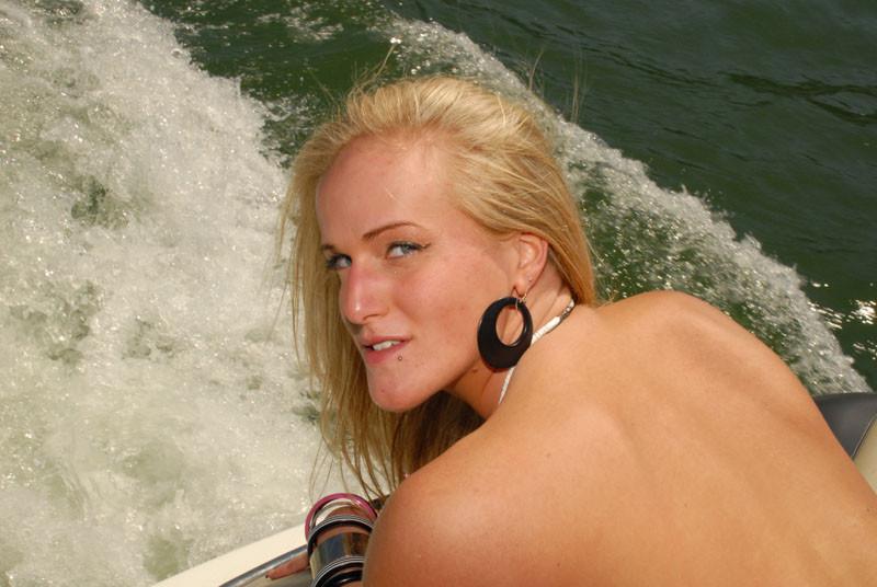 16P Two sluts fucked on a boat in public