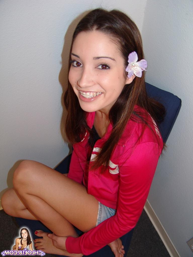15P Tiny titted eighteen year old slips off blue panties to spread