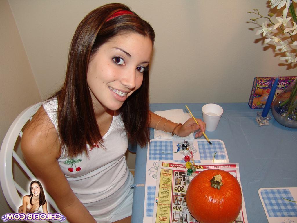 15P Tiny titted eighteen year old shows inside white cotton panties