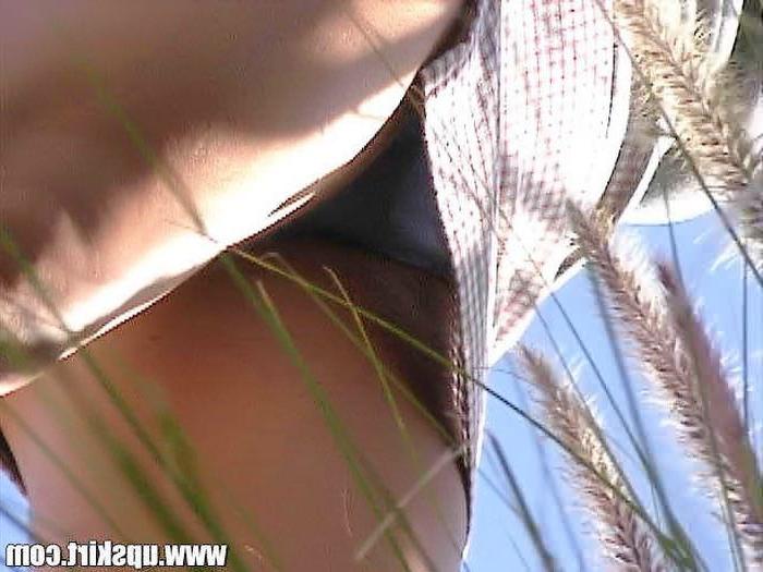 16P Sneaky Panties Spy Upskirts Outdoors in Sunny Field