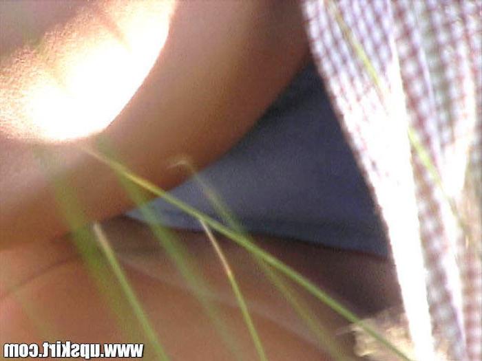 16P Sneaky Panties Spy Upskirts Outdoors in Sunny Field
