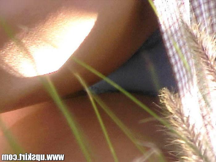 16P Sneaky Panties Spy Upskirts Outdoors in Sunny Field