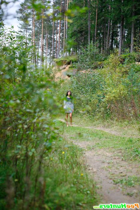 16P Nasty teen doing water sports in the forest glade
