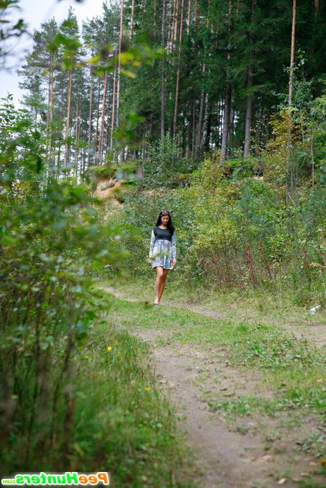 16P Nasty teen doing water sports in the forest glade