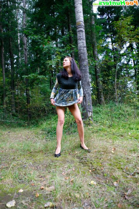 16P Nasty teen doing water sports in the forest glade