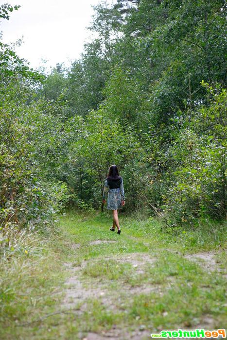 16P Nasty teen doing water sports in the forest glade