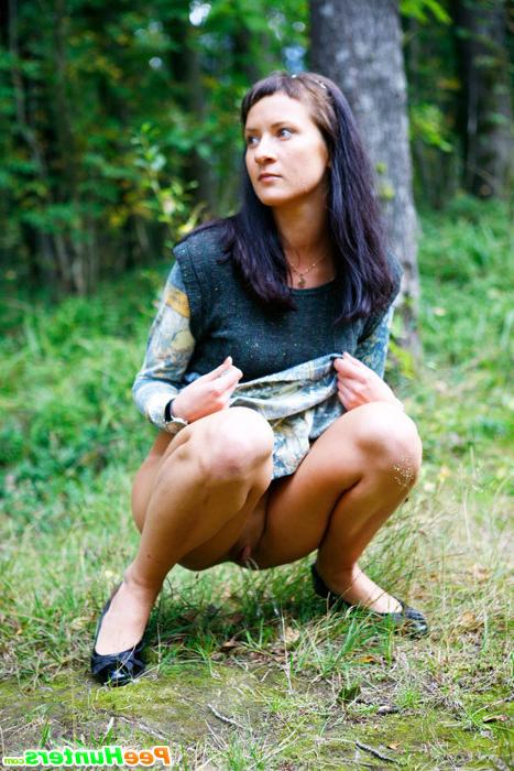 16P Nasty teen doing water sports in the forest glade
