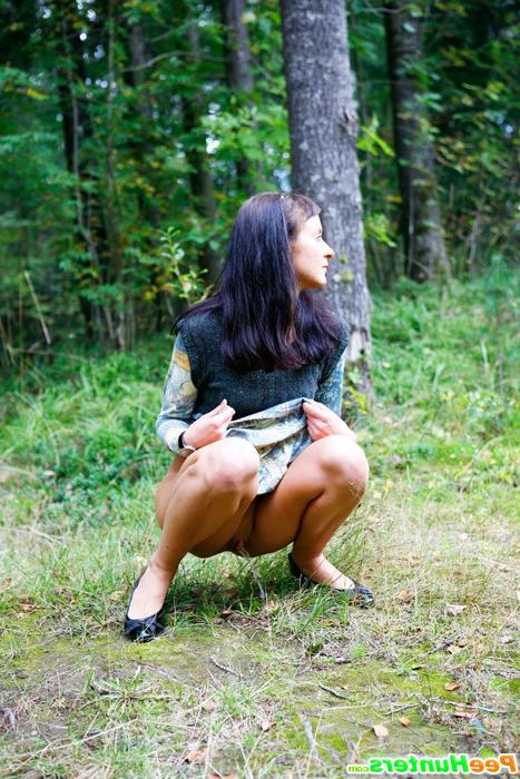 16P Nasty teen doing water sports in the forest glade