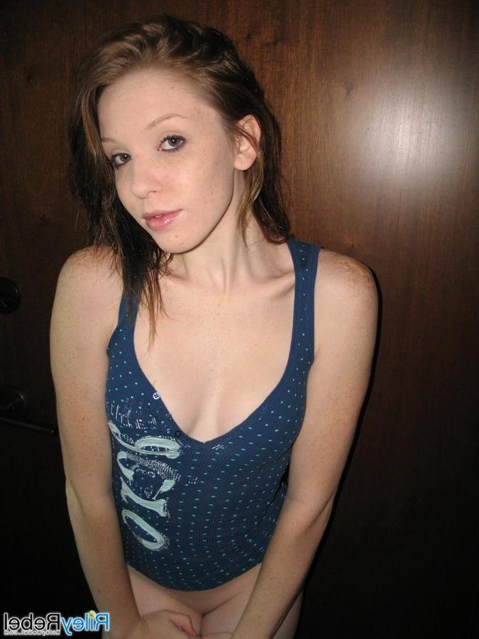 16P Riley Rebel shows her small tits and tiny ass