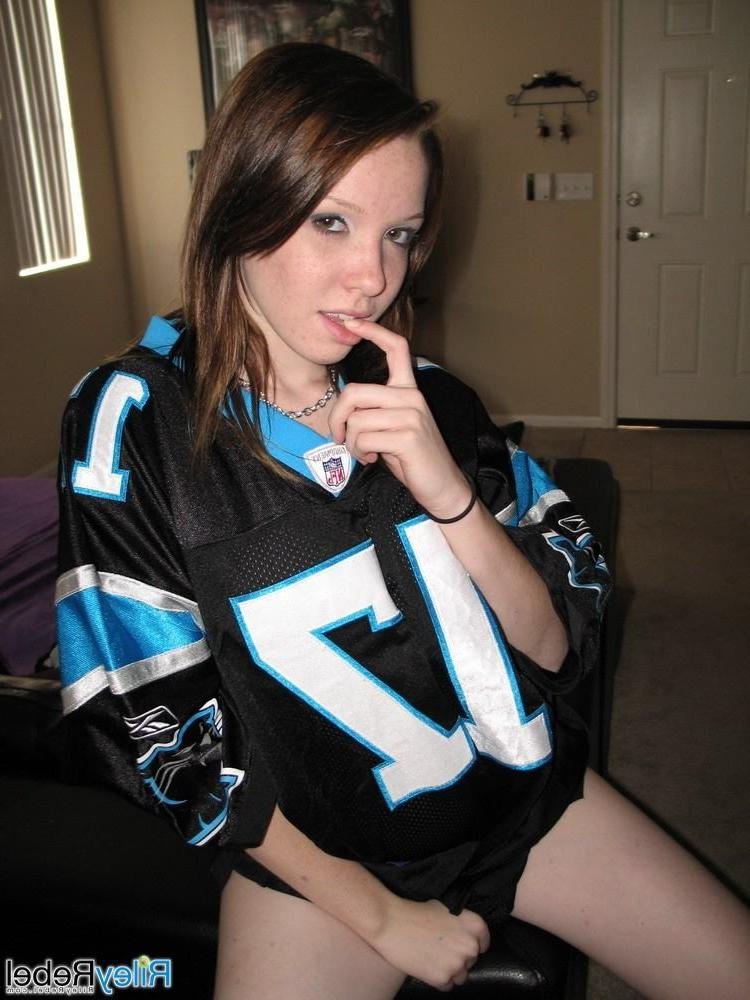 15P Tiny titted eighteen year old in football jersey