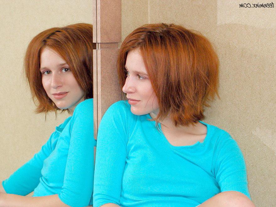 19P Fiery petite redhead teen with a tight little ass strip teases