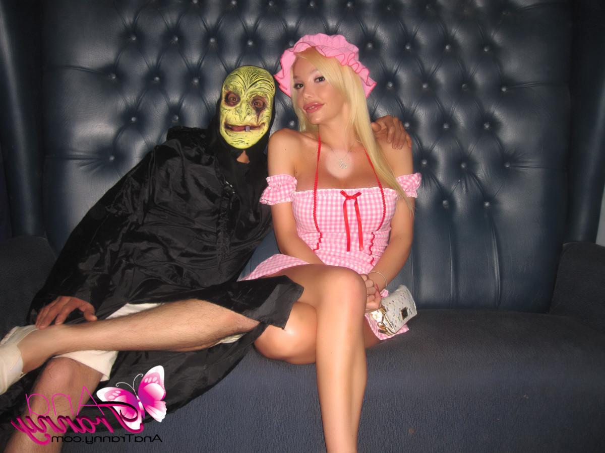12P Leggy Tranny with short skirt at a costume party