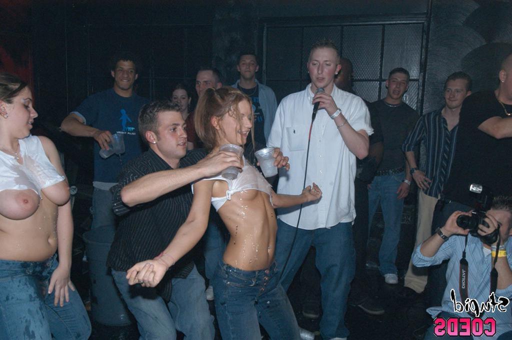 16P drunk teen college girls show their tits in wild wet t shirt con