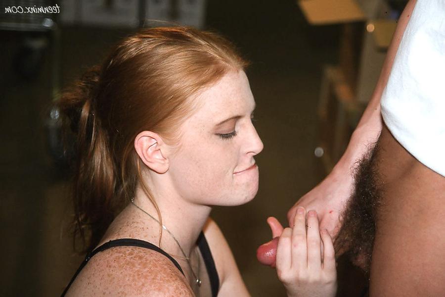 18P Freckled amateur redhead gets pink pussy hammered in a warehouse
