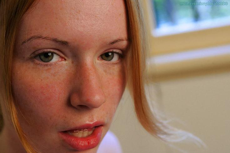 16P Tall Leggy Freckled Redhead Undressing Her Slim Perky Tit Body