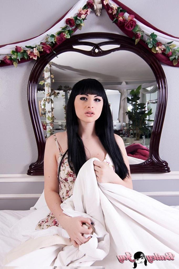 12P Bailey Jay strips out of her floral dress and shows off