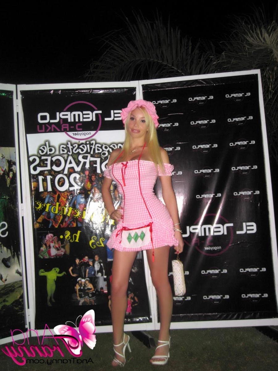 12P Leggy Tranny with short skirt at a costume party