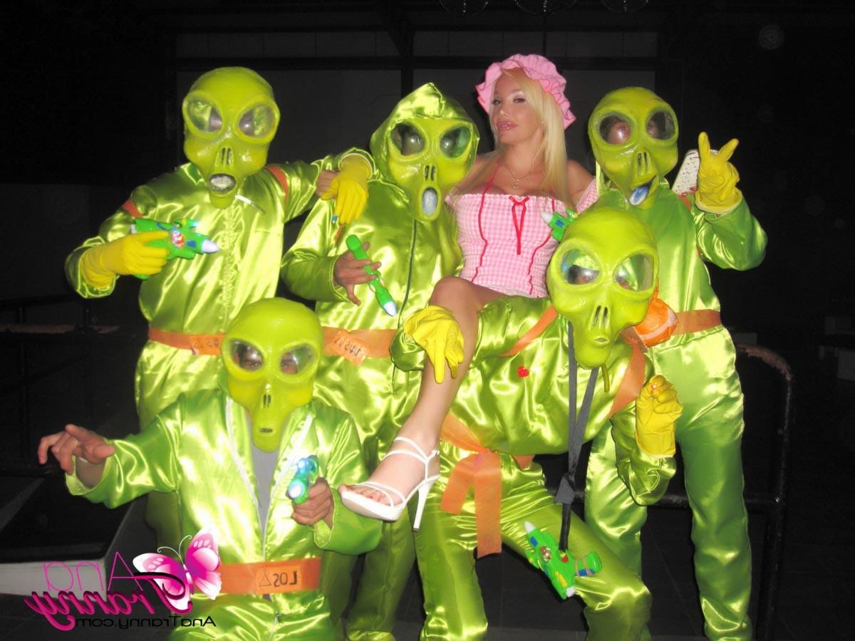 12P Leggy Tranny with short skirt at a costume party