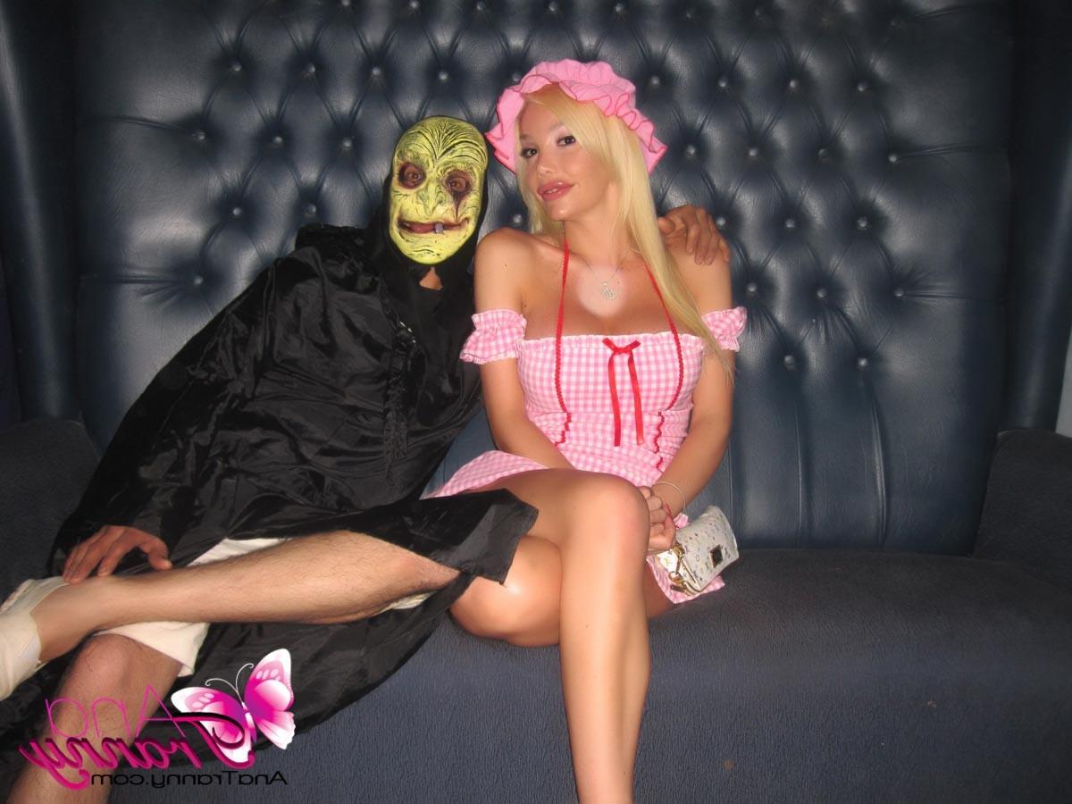 12P Leggy Tranny with short skirt at a costume party