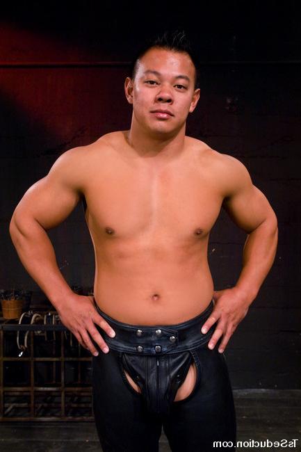 15P Shemale in leather destroying a lucky guys ass and mouth