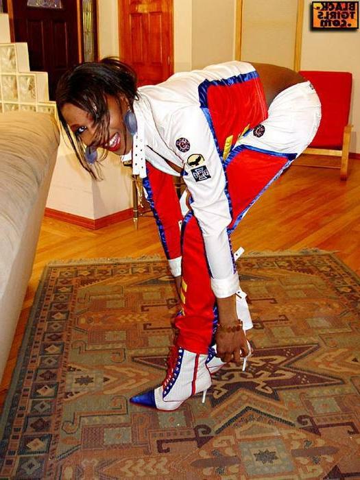 16P Black shemale showing off her big tits ass and dick